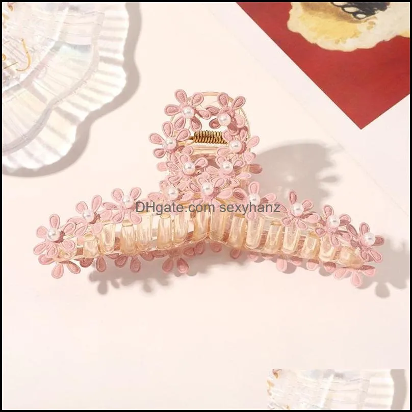 fashion accessories hairpin clips little daisy flower pearl hair claw jaw hairs clamps holder plastic headdress girl back of the head
