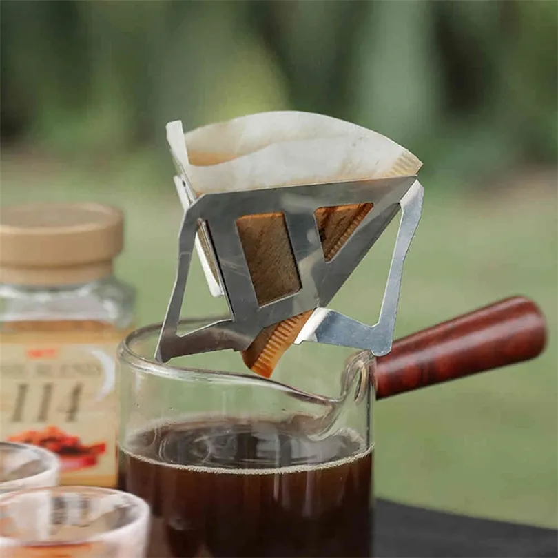 Nuovo filtro per caffè in acciaio inossidabile da campeggio esterno pieghevole portagocce per caffè portatile pieghevole gocciolatore per caffè 210326