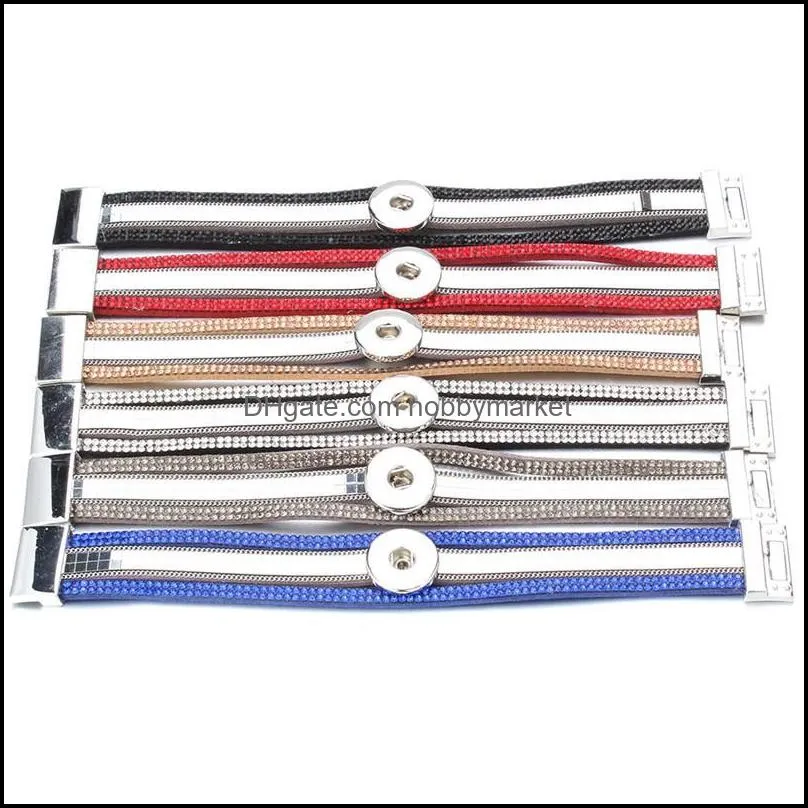 Charm Bracelets 2021 Snap Jewelry Leather Button 18mm Bracelet Leopard Rhinestone For Women ZE562