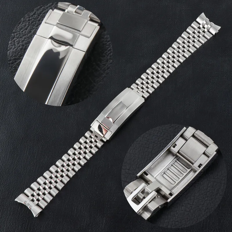 Jubilee Watchband Strap Men S 20mm 316L Rostfritt stålarmband Silver Glide Lock Buckle för 40mm Sub Watch Case 220617