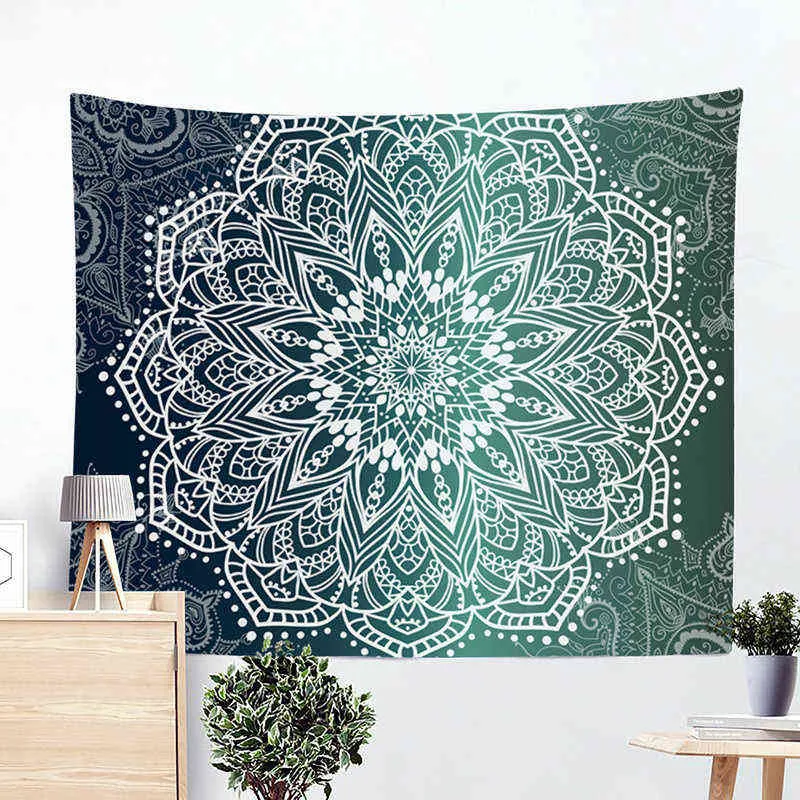 Tapisserie d'éléphant plante tropicale tapis sur le mur Mandala plage couverture carte du monde tapis tissu grande Table Image J220804