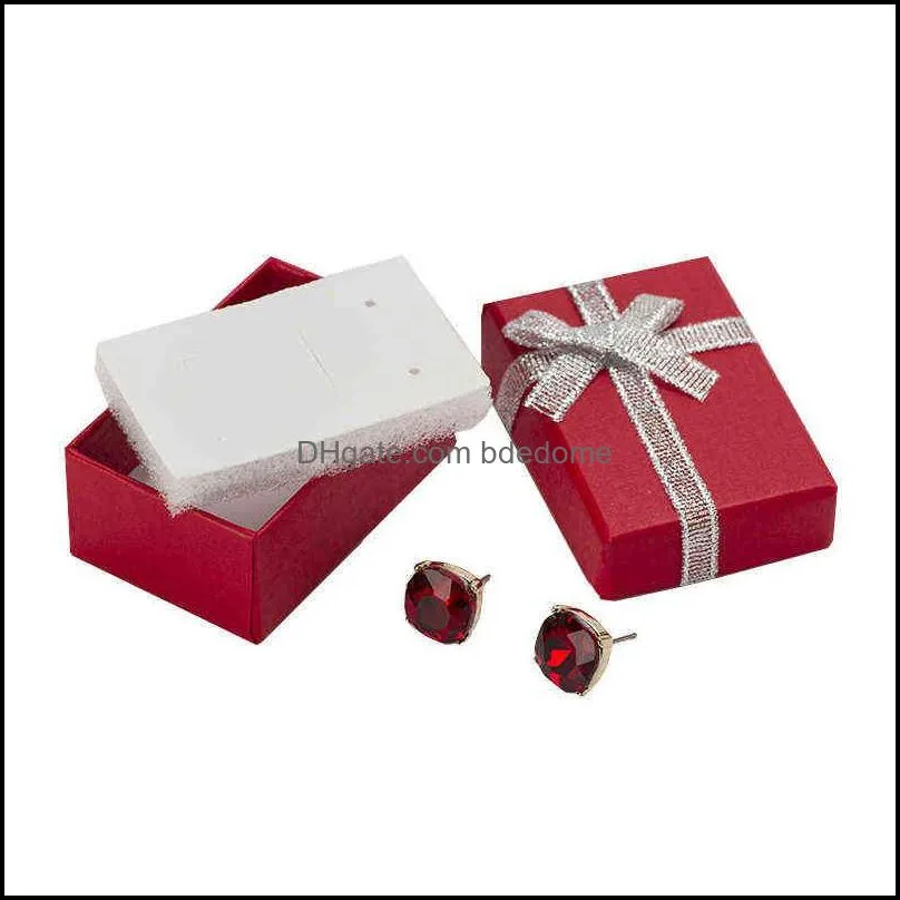 4x6cm Jewelry Boxes Pealr Paper Gift Boxes for Jewellery Packaging Display Earring Necklace Pendant Ring Box with White Sponge H220505