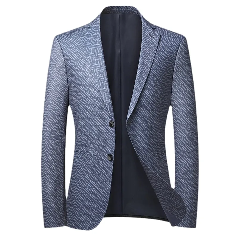 Marca macho terno blazer alta qualidade botão único masculino jaqueta de manga longa impressão vintage ternos de luxo vestido formal de luxo 220409