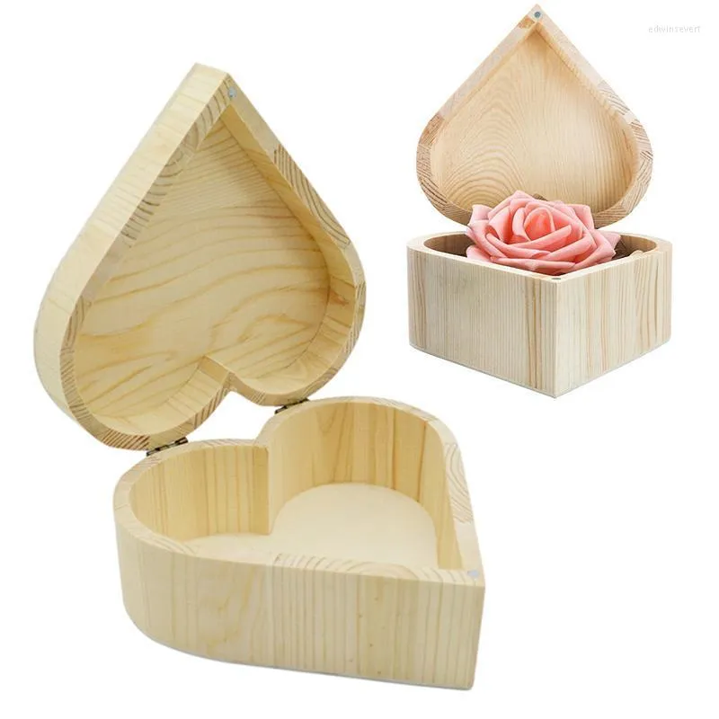 Jewelry Pouches Bags Portable Heart Shaped Storage Box Wooden Wedding Gift Makeup Earrings Ring Desk Organizer Edwi22