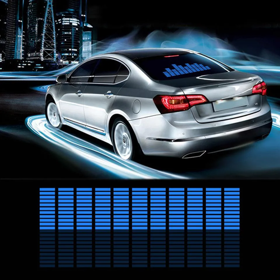 Car Auto Music Rhythm Changed Jumpy Sticker LED Flash Light Lamp Activated Equalizer EL Sheet Rear Window Styling Cool Sticker262a