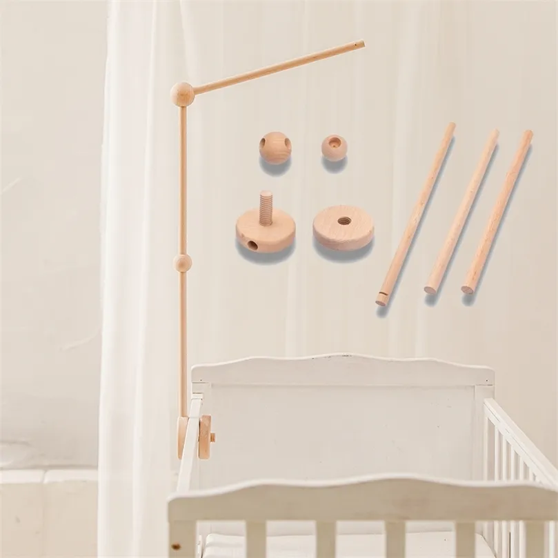 7Pc Assemblée Hochets Support SetInfant Berceau Mobile Lit Cloche Support Protection né Bébé Jouets En Bois Lit Cloche Accessoires 220531