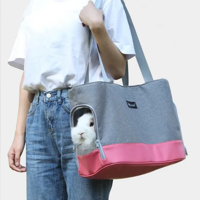 Hundetragetasche, faltbar, wasserdicht, hochwertiges PU-Leder, Polyestergewebe, eine Schulter, Hundetragetasche, Haustier-Reisetasche mit 3 Reißverschlüssen für Katzen und kleine Hunde