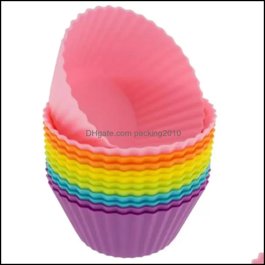 Other Bakeware 3inch Silicone Cupcake Liners Mold Muffin Cases Round Shape Cup Cake Mould SGS Cake Baking Pans Pastry Tools 8 Colors