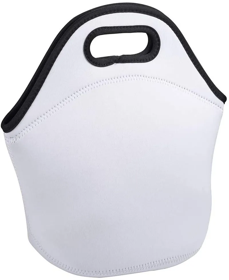 昇華ランチバッグブランクホワイト再利用可能なネオプレントートバッグハンドバッグ断熱ソフトDIYスクールホームバッグ