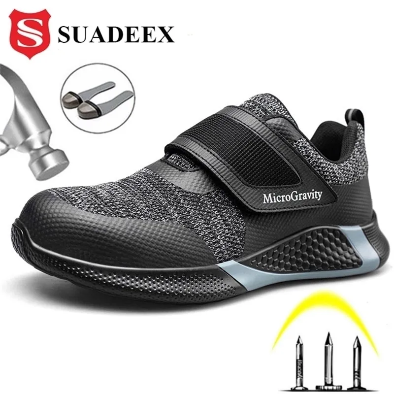 SUADEEX Mens Steel Toe Construction Chaussures de protection Léger Antichoc Travail Sécurité Sneaker Chaussures pour hommes Y200915