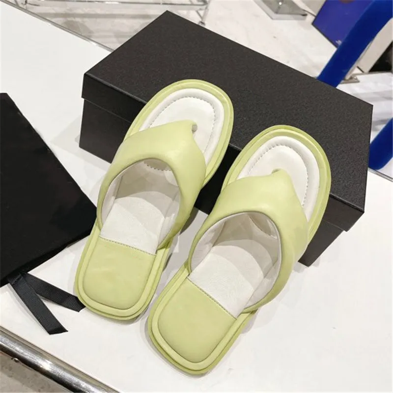 Summer New Bread Flip Flops Are Versatile Simple And Comfortable Soft Sheepskin Stitched Contrast Slippers Size 35-40