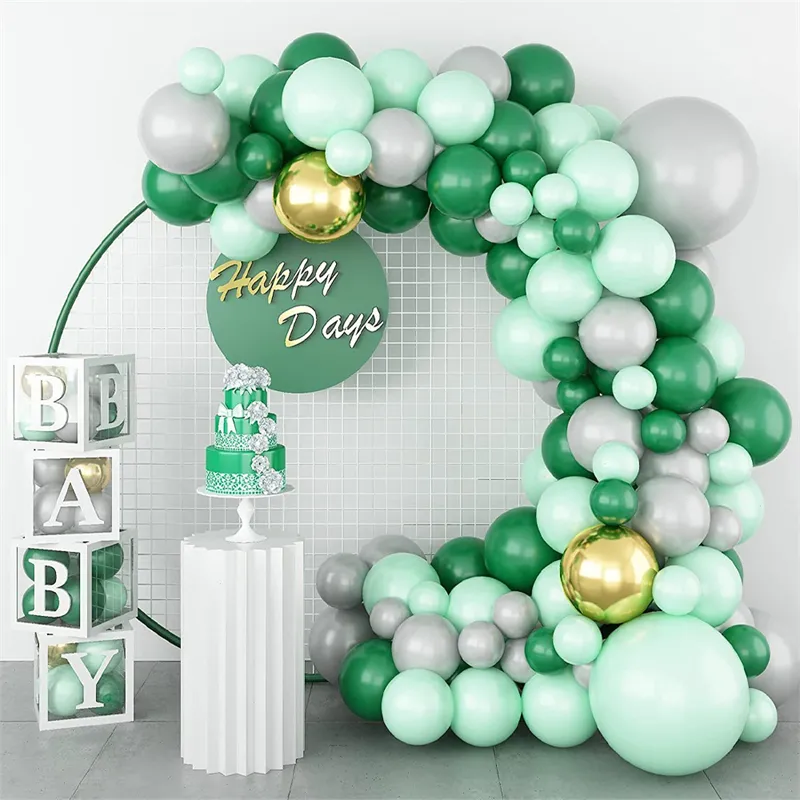 Вечеринка декор зеленый воздушный шар Гарленда Арка комплект латексные воздушные шары разного размера для рождения свадебный душ свадебный свадебный джунгли тема вечеринки MJ0773