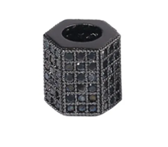 7mm tube crystal micro pave cz zircon cubic zirconia beads copper silver gold black plated bracelet accessories tu45h