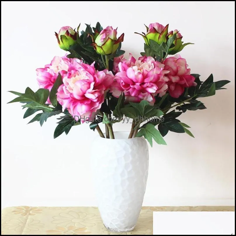 装飾的な花の花輪お祝いパーティー用品ホームガーデン2ヘッド秋の偽のシルク人工P DHOFW