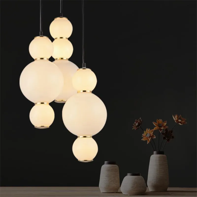 Lampes suspendues Nordic White Gourd String Lights Cuisine moderne Salle à manger Bar Chambre El Art Designer Luminaires suspendusPendentif