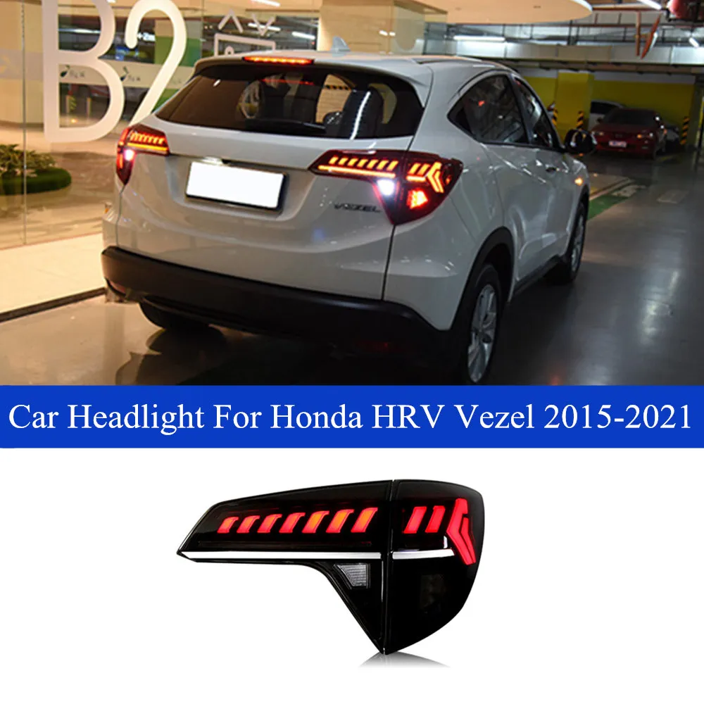 Car Dynamic Turn Signal Tail Light Assembly For Honda HRV Vezel LED Taillight 2015-2021 Rear Brake Reverse Lights Auto Accessories Lamp