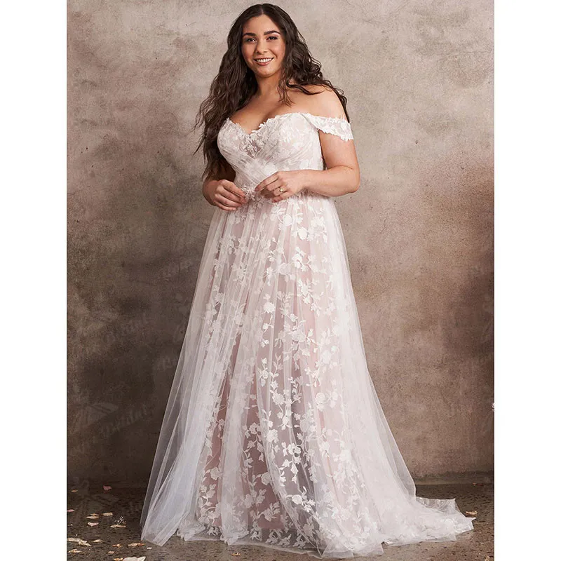 off the shoulder wedding dress plus size Plus size wedding dress S-696-Narine