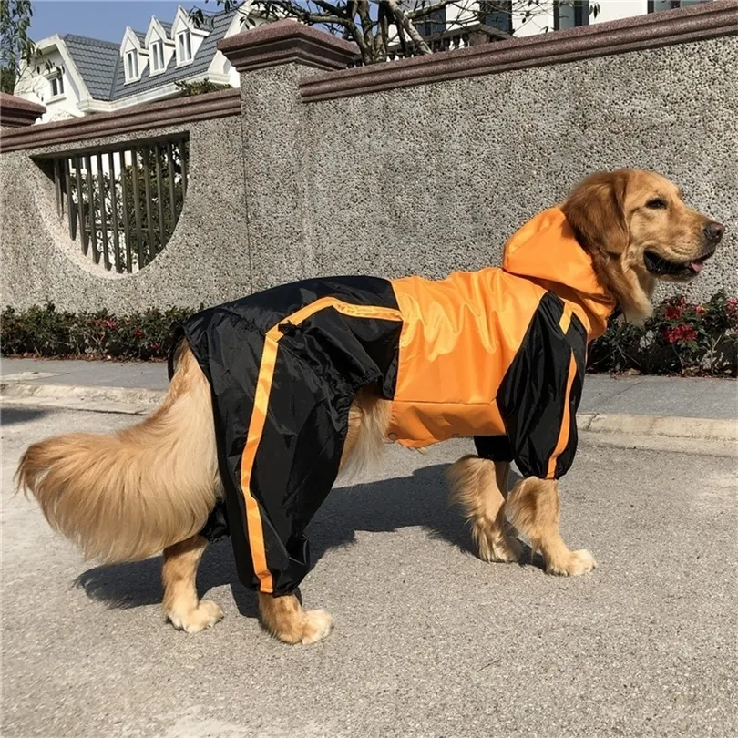 Pet Raincoat Clothing for Small Rain Jacket Big Dog Clothes Waterproof Jumpsuit Golden Retriever T200101