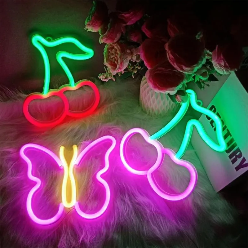 LED Tisch Leuchte Ess Zimmer Deko Neon Schild Party Wand