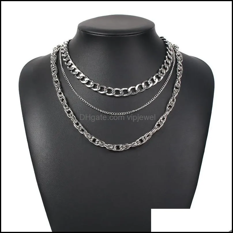cuban chain choker necklace multi-layer twisted rope chain necklace for sweater punk jewelry