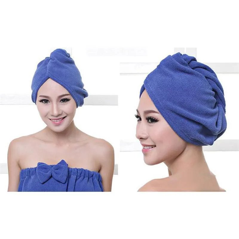 Hair Turban Towel Women Super Absorbent Shower Cap Quick-drying Microfiber Dry Bathroom Hairs Cotton 60*25cm