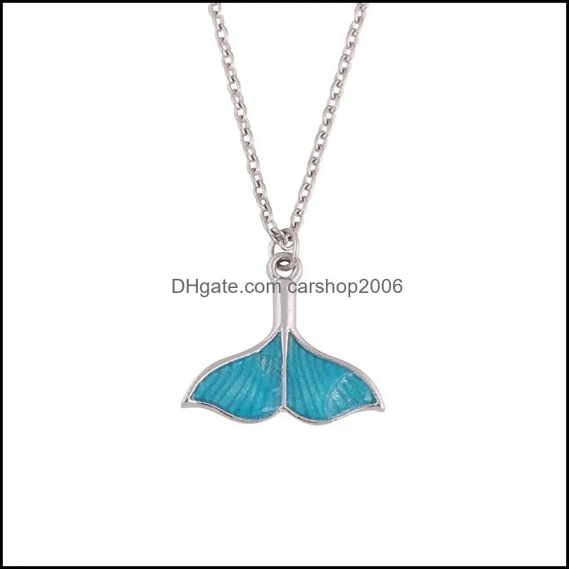 fish tail necklace ocean sea blue enamel fish pendant necklaces luminous necklaces carshop2006