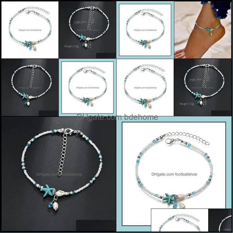 Anklets Jewelry Boho Freshwater Pearl Charm Women Barefoot Sandals Beads Ankle Bracelet Drop Delivery 2021 1Qtxe