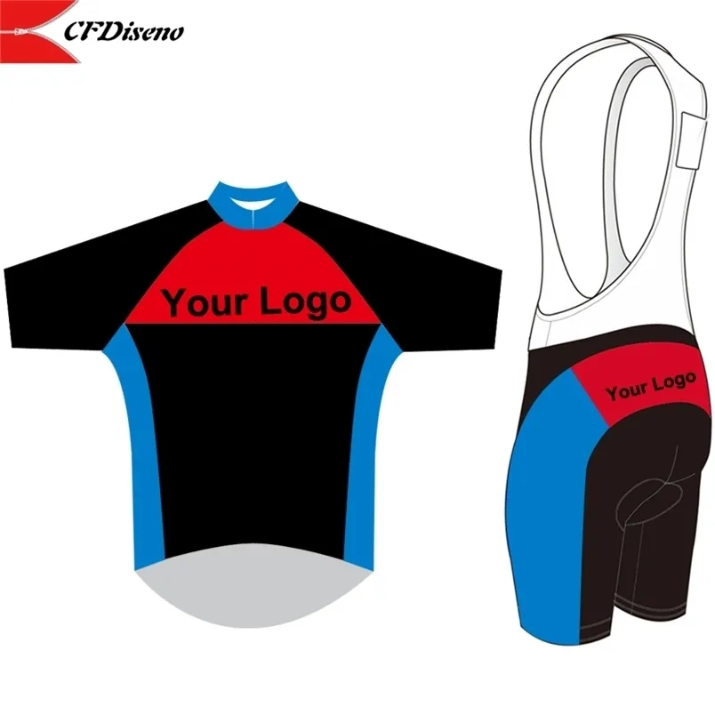 CFDiseno Custom Uniform Summer Cycling Jersey And Bib Shorts Set Road Bicycle Jerseys Uniforme Ciclismo Hombre 220621
