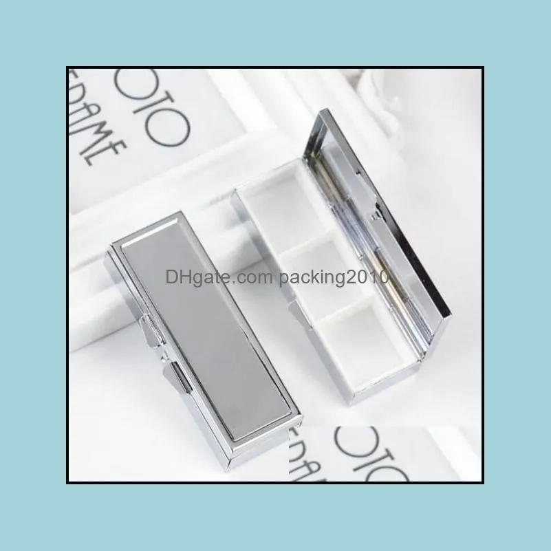 100PCS Pill box Silver Blank Rectangle Metal Pill Container Free Shipping