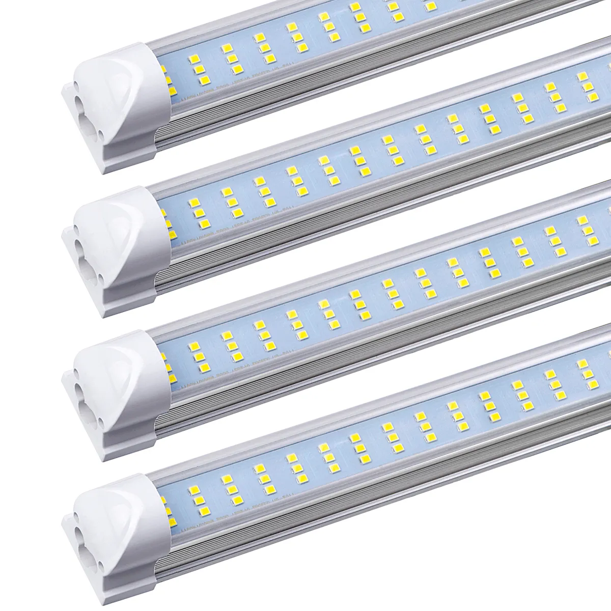 米国+ 4フィートLEDチューブライト60W統合T8 LEDライトチューブ8フィート両面288LEDS 6500ルーメンAC 110-240V、25ピース