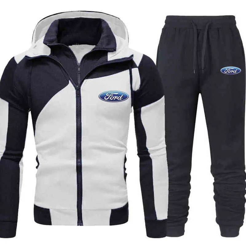 2021 nouvelle marque FORD voiture hommes vêtements de sport ensembles Jogging survêtement 2 pièces ensembles sweats à capuche + pantalon hommes ensemble costume pull G1217