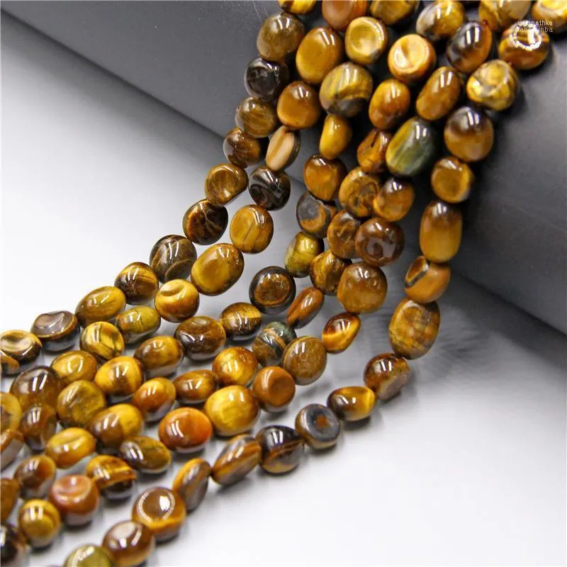 Andra naturliga oregelbundna gula tigerögon ädelstenar pärlor 6-8 mm Löst distans för smycken som gör DIY-armbandhalsband 15 "Strand Wynn22