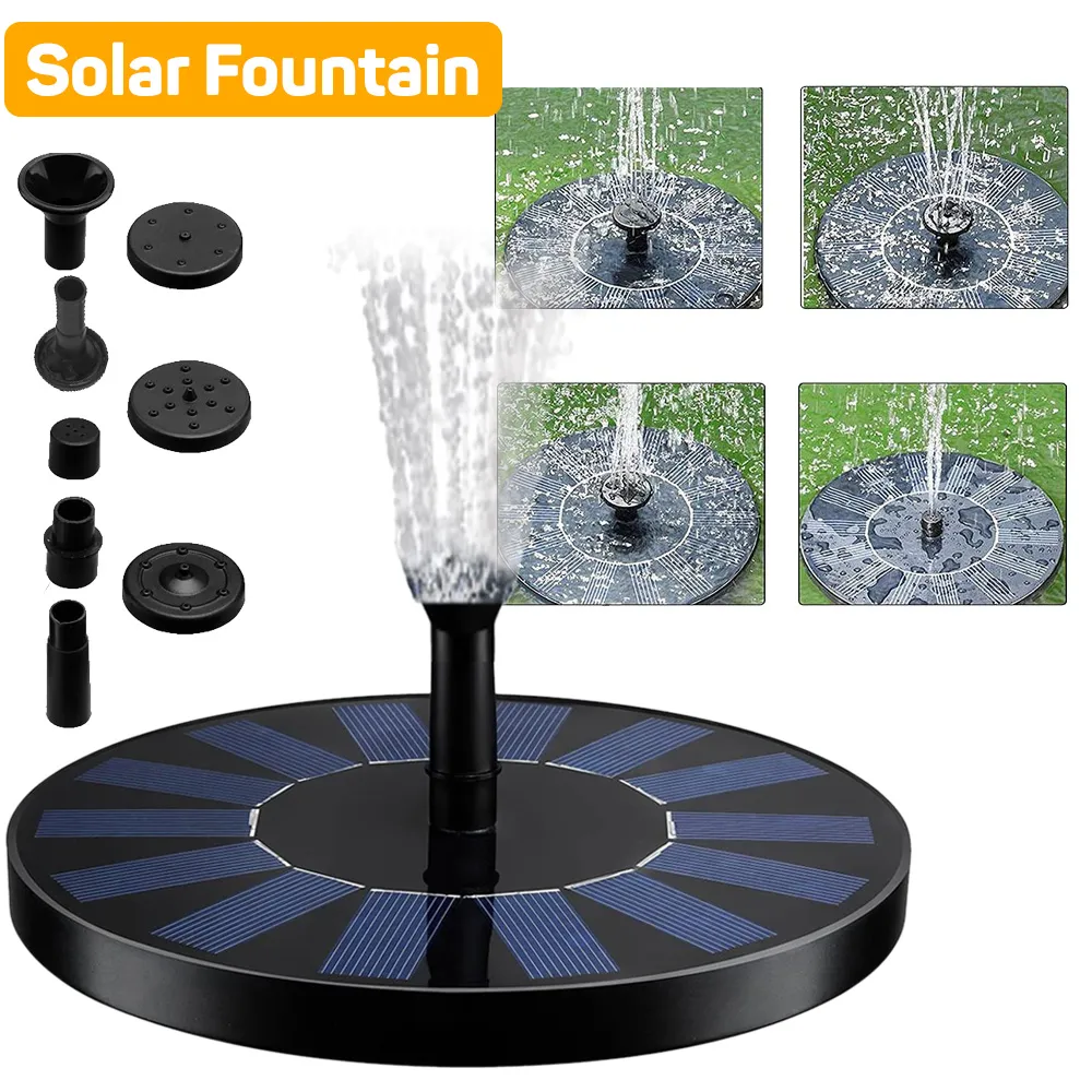 Vattenutrustning flytande solfontän trädgård vattenfall pool damm fågel badpanel driven vattenpump dekoration