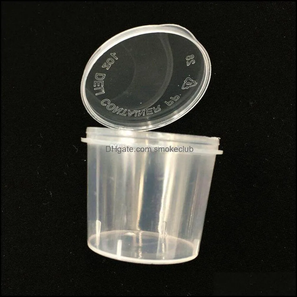 2000pcs Food Dispensers P1 25ml 1oz Leak Proof Plastic Condiment Souffle Container With Lids Portion Cup for Sauces Samples Slime Jello Shot Storage Box DHL