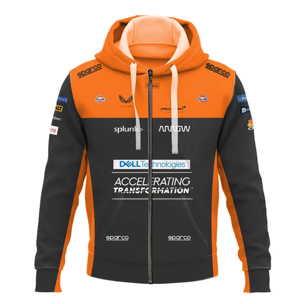 F1 McLaren Sweat à capuche Formule One Team Racing Car 3d Golf Printing Men Femmes Fashion Zipper Sweater Kids Veste