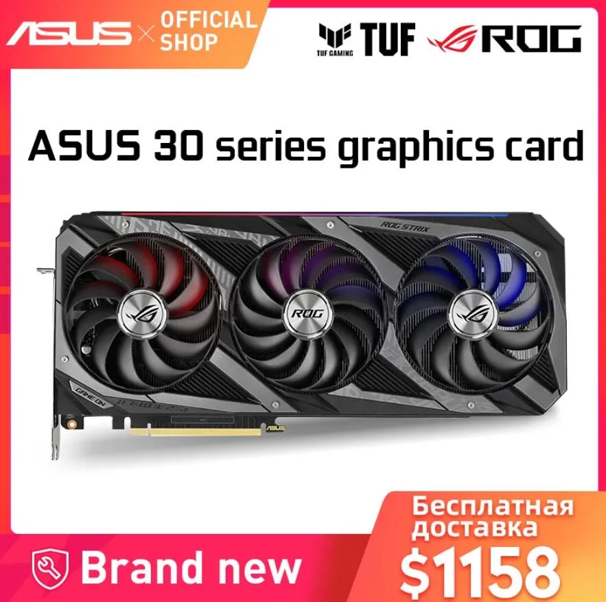 Оригинальная карта ASUS New RTX 3090TI 3090 3080TI 3080 3070TI 3070 3060TI 3060 24G 12G 10G ГРАФИКА NVIDIA RTX3080 GAMINGING VIDESC GDDR6X