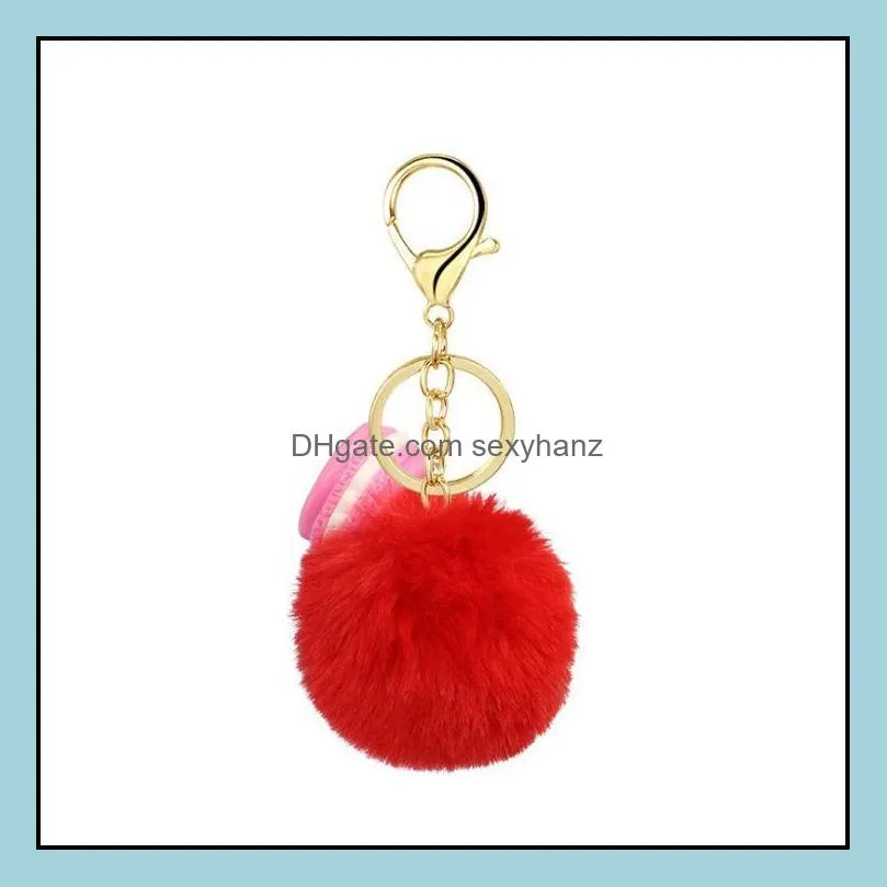 27 Styles Macaron/Ice Cream Rabbit Fur Ball Keychain Pompom Key Chain Car Keyring Women Key Holder Bag Pendant