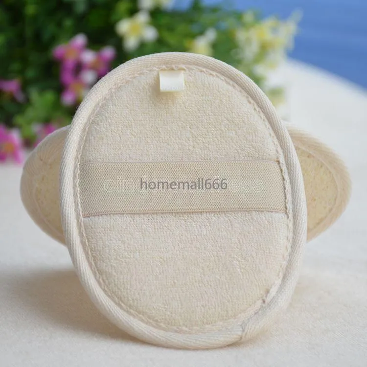 Weiches Peeling natürlicher Loofah Schwamm Gurtbad Griff Griff Dusche Dusche Massage Schrubbenpinsel Haut Körper Badewaschzubehör für FY4993 AA