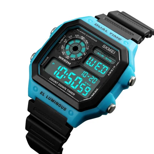 2022 SKMEI Fashion Outdoor Sport Watch Men PU Strap Multifunction Waterproof Watches Alarm Male Digital Watch reloj hombre Wristwatches