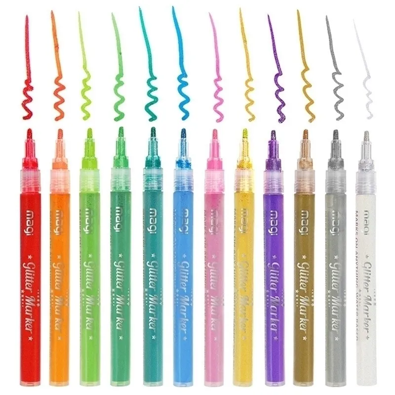 Для блеска маркеры акриловая краска маркеры ручки набора раскраски ручки рисовать арт -маркер маркеры для карт DIY, создавая рисунок 201120