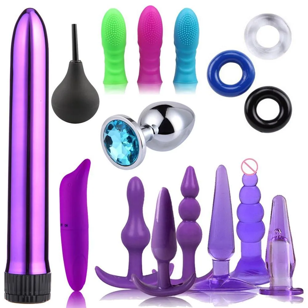 Anal Plug Set for couples Butt Dildo Vibrator Cock Ring Penies Sleeve Adult toy set woman G Spot sexy toys sccessories