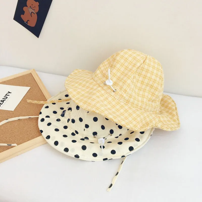 Летняя детская шляпа от солнца, пляжная хлопковая регулируемая детская шляпа-ведро для мальчиков и девочек, корейская детская кепка, детские аксессуары, От 1 до 5 лет