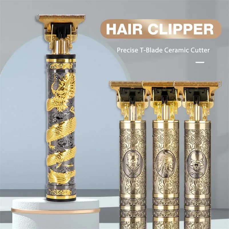 T9 Vintage Hair Lighter Clipper für Männer Friseur Kommode Schneidmaschine 0mm schnurlos wiederaufladbarer Bart Rasierer Trimmer 220708