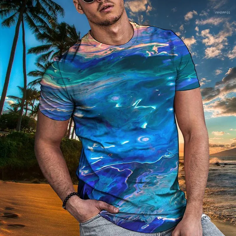 Homens camisetas 2022 oceano 3d impresso camiseta homens verão tshirts frescos moda casual manga curta praia solta extragrande