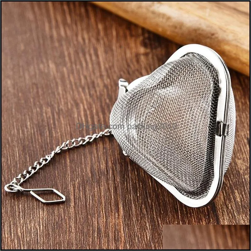 Heart Shaped Mesh Teas tool Maker Stainless Steel Tea Infuser Creative Home Life Supplies Hook Chain Strong Durable 3 5cfC1