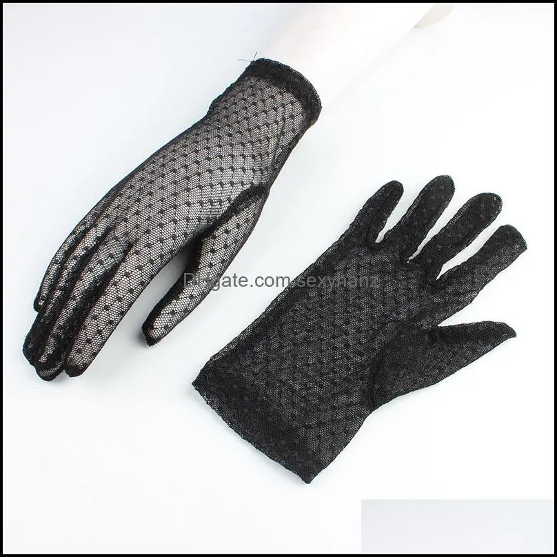 Sexy Wrist Lace Gloves Women Bride Black Sun Protection Accessories Party Mittens