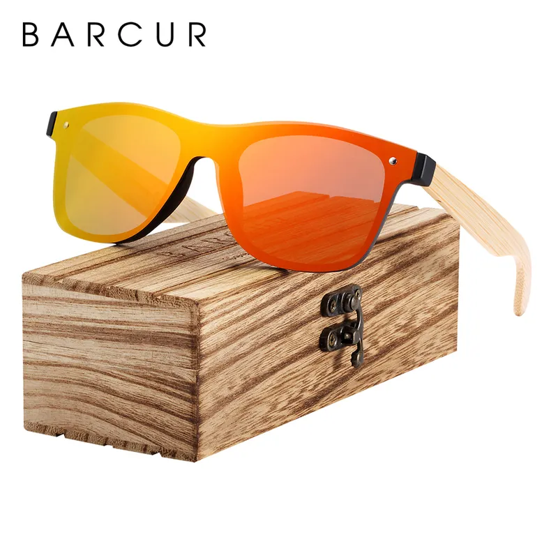 BARCUR Sunglasses Men Bamboo Sun glasses Wood Temples Vintage Eyewear for Women Accessories 220513