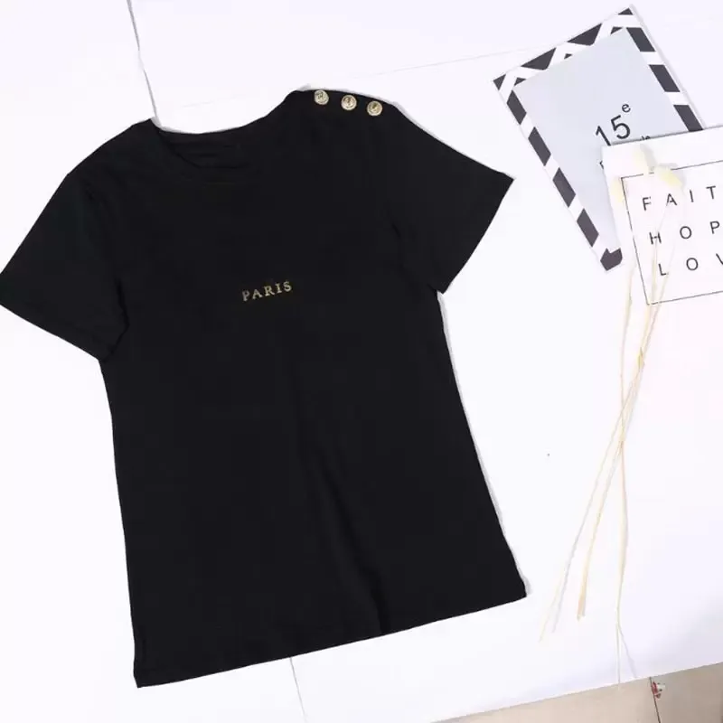 Maglietta da donna a manica corta lou ragazza t-shirt da ragazza abbronzante lettera di stampa abbigliamento femmina abbigliamento di moda estiva nero