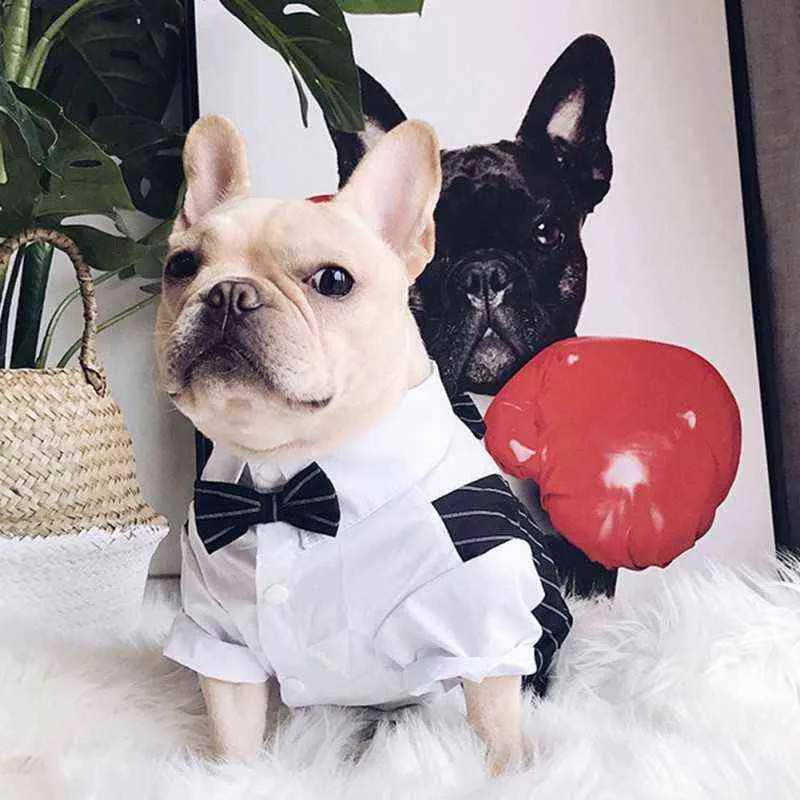 Hemd Gentleman Hundekleidung Hochzeitsanzug für kleine Hunde Schleife formelles Smoking-Outfit Hund kommt für französische Bulldogge Chihuahua