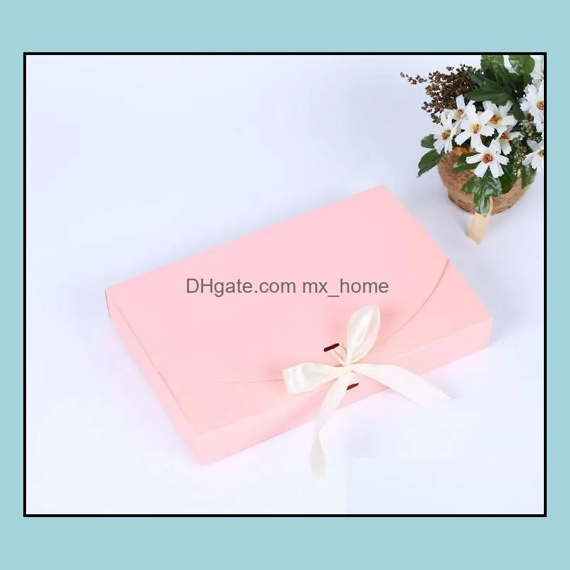 100pcs 26x17.5x3.5cm large gift box cosmetic bottle scarf clothing packaging color paper box with ribbon underwear packing box sn743